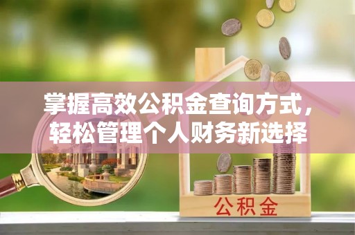 满州掌握高效公积金查询方式，轻松管理个人财务新选择